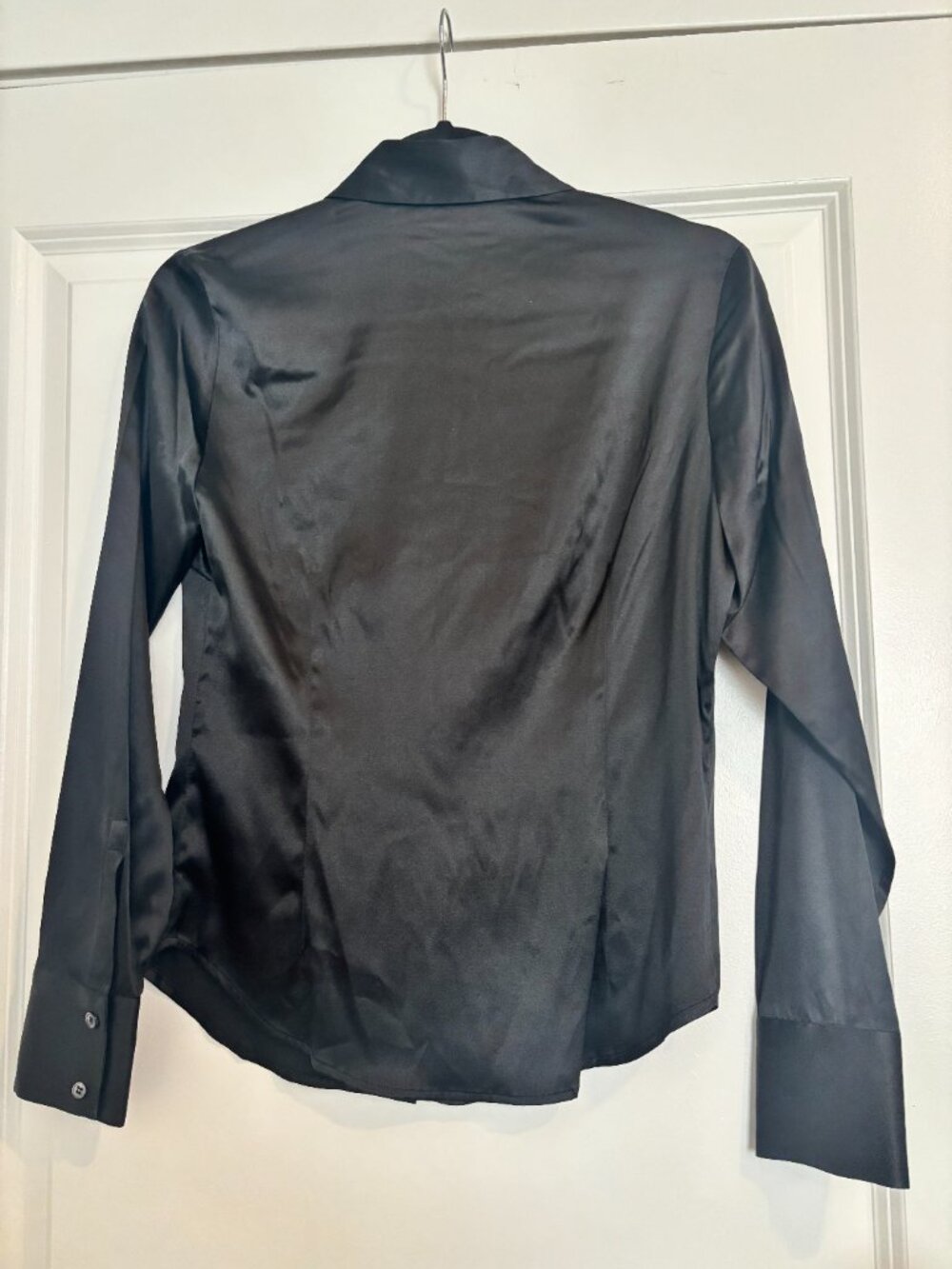 Identity by Lord & Taylor Black Silk Blouse | Stretch Silk V-Neck Top  Size 2 - Picture 2 of 5